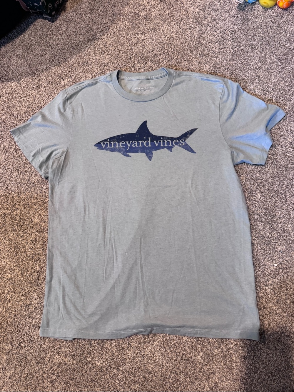 Vineyard Vines Men’s Short Sleeve Shark Tee - Seafoam Green with Navy Logo